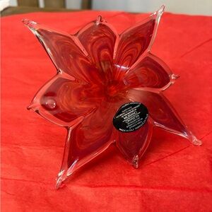 - Italian Murano Art Glass Red Christmas Flower Pedals 6 pedals Handmade